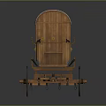 Vintage Wooden Carriage Featuring White Canvas Roof Long Shaft And Wheels