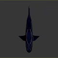 Dark blue stylized shark with glowing yellow eyes and open red mouth