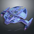 Futuristic Spacecraft 3D Model With Blue Purple Hulls And Detailed Wing Structures