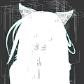 Anime Style Character With Brown Cat Ears Long Hair And Colorful Striped Eyes
