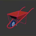 Red Utility Wheelbarrow With Metal Frame For Outdoor Garden And Construction