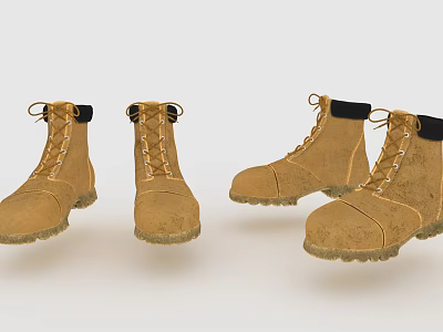 Brown Lace Up Boots With Black Cuffs And Thick Soles For Stylish Durable Footwear Design 3d model