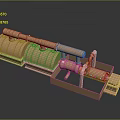 3D Rendered Industrial Equipment Model With Copper Cylindrical Tanks And Connecting Pipes On Black Base