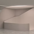 Modern Interior Design With Curved Walls Steps Sleek Floor And Circular Lighting