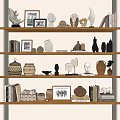 Quiet Ancient Pendulum Combination Quiet Style Jar Combination Decorative Painting Book Rattan Storage Box Art Ornaments 3d model