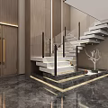 Modern Elegant Clubhouse Interior With Landscape Painting Sofa Bookshelf And Chandelier