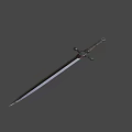 Ornate Sword With Leather Hilt Green Decorative Rings Silver Crossguard Intricate Engravings And Red Silver Blade