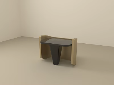 Modern Side Table With Black Top And Beige Frame Sleek Design 3d model