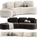 Cozy L Shaped Casual Sofa Set With Soft Fabric Plush Pillows And Throw Blanket