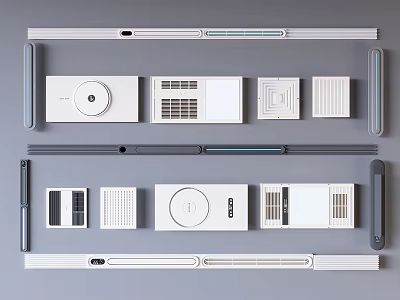 Modern Bathroom Accessories With White Panels Switches And Vent Covers For Home 3d model