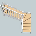 Curved Staircase Featuring White Railings And Wooden Steps Design