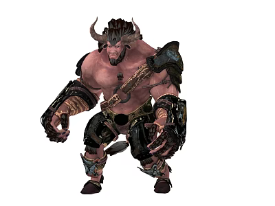 Horned Muscular Armored Fantasy Warrior Character With Detailed Armor And Fierce Look 3d model
