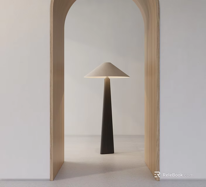 Minimalist Floor Lamp With Dark Base And Light Shade In Archway Space 3d model 