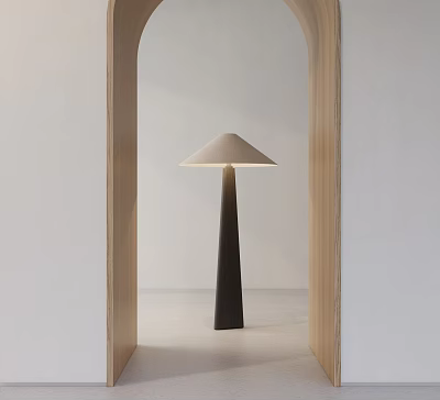 Minimalist Floor Lamp With Dark Base And Light Shade In Archway Space 3d model