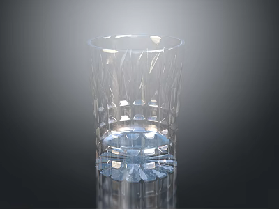 Clear Glass Drinking Cup With Textured Crystal Design And Smooth Surface 3d model