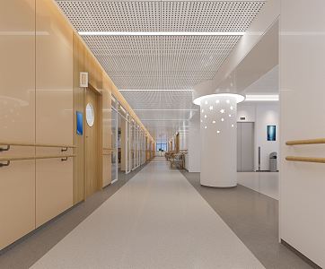 Modern aisle minimalist hospital corridor 3d model