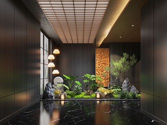 New Chinese Style Aisle Landscape Aisle Landscape Corridor Landscape Wall Plant Landscaping Landscape Plant Indoor Landscaping 3d model