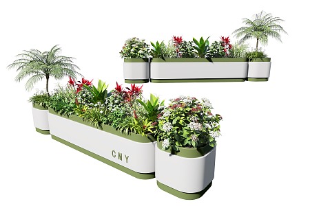 Flower Box Plant Potted Mobile Flower Box Combination Flower Box Mobile Combination Flower Box 3d model