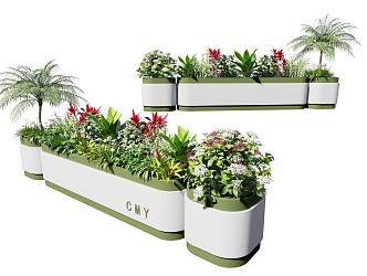 Flower Box Plant Potted Mobile Flower Box Combination Flower Box Mobile Combination Flower Box 3d model