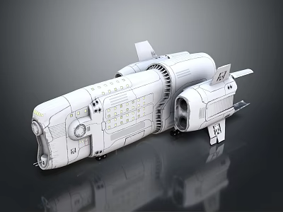 Futuristic Mechanical Spaceship Model With Detailed Engine Components Aerodynamic Structure And Control Panels 3d model