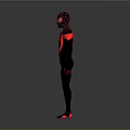 Spider Man Superhero Character In Black Red Costume With Spider Logo Design