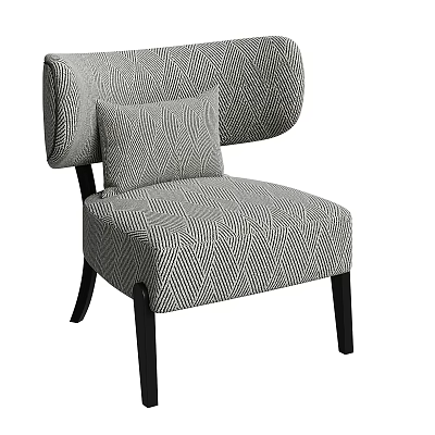 Modern Geometric Pattern Accent Chair With Curved Backrest Cushion And Black Wooden Legs 3d model