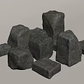 Rough Gray Stone and Natural Wood Blocks for Building Decoration Projects