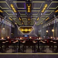 Elegant Modern Bar Interior Design With Stylish Ceiling Lighting Bar Counter And High Stools