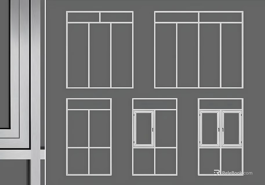 Casement Windows Various Designs With Aluminum Frames And Glass Panels For Home Architectural Use 3d model 