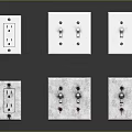 Modern Computer Power Sockets And Switches With White Wall Mount Design 3d model