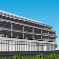 Modern Sales Office Building With Sleek Curved Lines Glass Curtain Wall And Contemporary Design