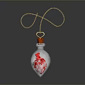 Heart Shaped Glass Bottle Pendant With Pink Content Red Cap And Gold Chain