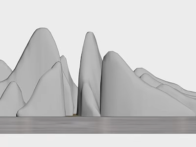 White Mountain Shaped Stone Sculptures With Abstract Design And Smooth Texture 3d model