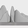 White Mountain Shaped Stone Sculptures With Abstract Design And Smooth Texture 3d model