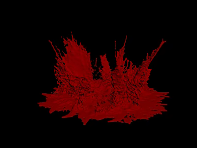 Vibrant Red Abstract Splatter Design On Black Background With Dynamic Shapes 3d model