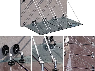 Stainless Steel Glass Support Hardware With Metal Brackets Connectors And Fixings 3d model