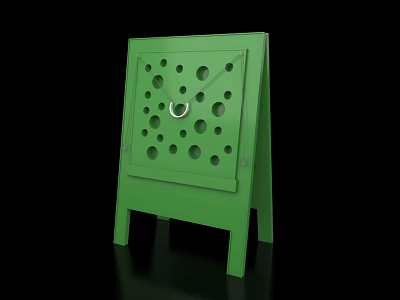 Green Interactive Zone With Perforated Board Stand And Ring Handle Design 3d model
