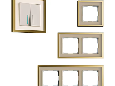 Modern Switch Panels With Golden Border And Multiple Gang Designs For Home Decoration 3d model