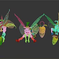 Enchanting Fairy Characters With Green Leaf Wings And Yellow Buds In Various Poses