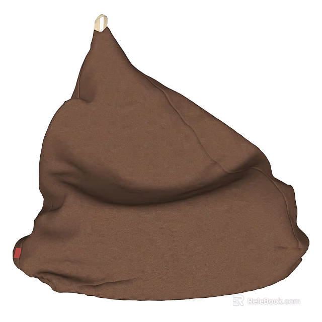 Comfortable Brown Fabric Bean Bag Chair For Cozy Living Room Seating 3d model 
