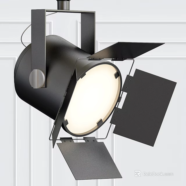 Black Adjustable Downlight Spotlight With Barn Doors For Modern Indoor Lighting Fixture 3d model 