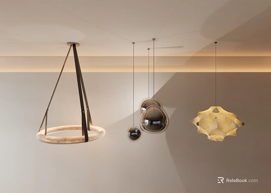 Modern Minimalist Chandeliers With Circular Spherical And Geometric Shapes For Interior Decorative Lighting 3d model 