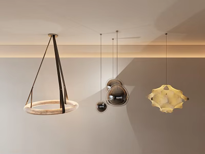 Modern Minimalist Chandeliers With Circular Spherical And Geometric Shapes For Interior Decorative Lighting 3d model