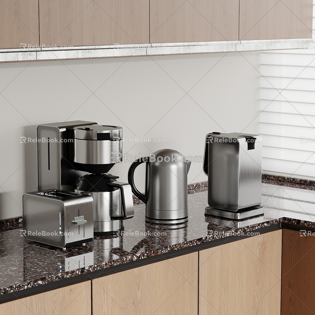 Modern Kitchen Equipment Coffee Machine Kettle Kitchen Appliances 3d model