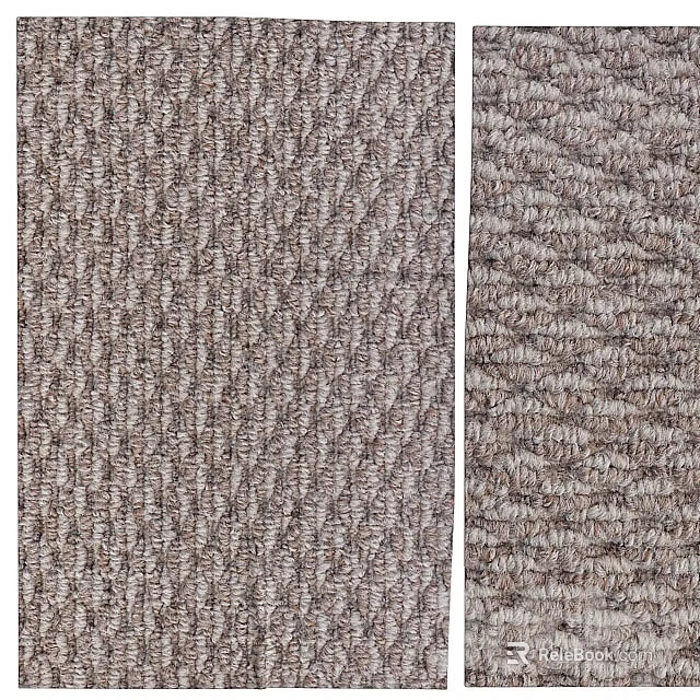 Square Rug Showcasing Dual Textured Weave Patterns In Neutral Brown Tones 3d model