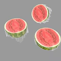 Fresh Watermelon Slices with Transparent Wrapping Red Flesh and Black Seeds