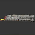 Futuristic Sci-Fi spaceship 3D model with gray body red details and engine flames