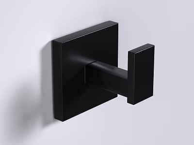 Modern Black Square Design Faucet Installed On White Wall With Minimalist Style 3d model