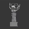 Soccer Ball Shaped Trophy With Metallic Body And Marble Base Engraved