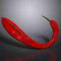 Fresh Red Curved Chili Pepper With Shiny Surface And Natural Shape